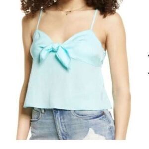 BP Nordstrom Bow Detail Cami Top Teal Blue Large NWT